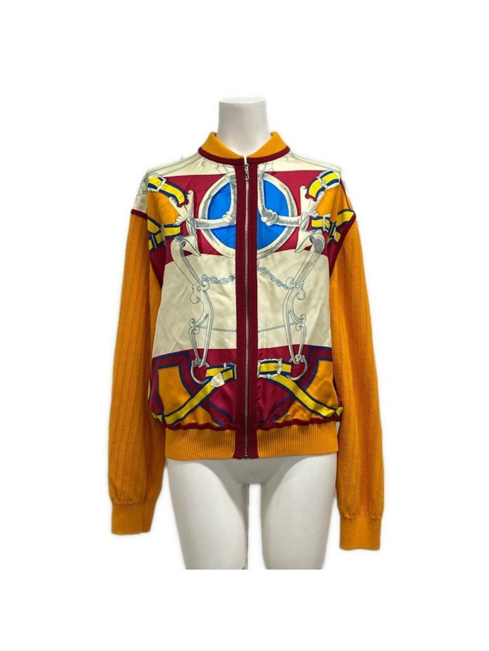 Hermes Jacket M Dark Yellow Ivory Multi Cotton Silk 40
